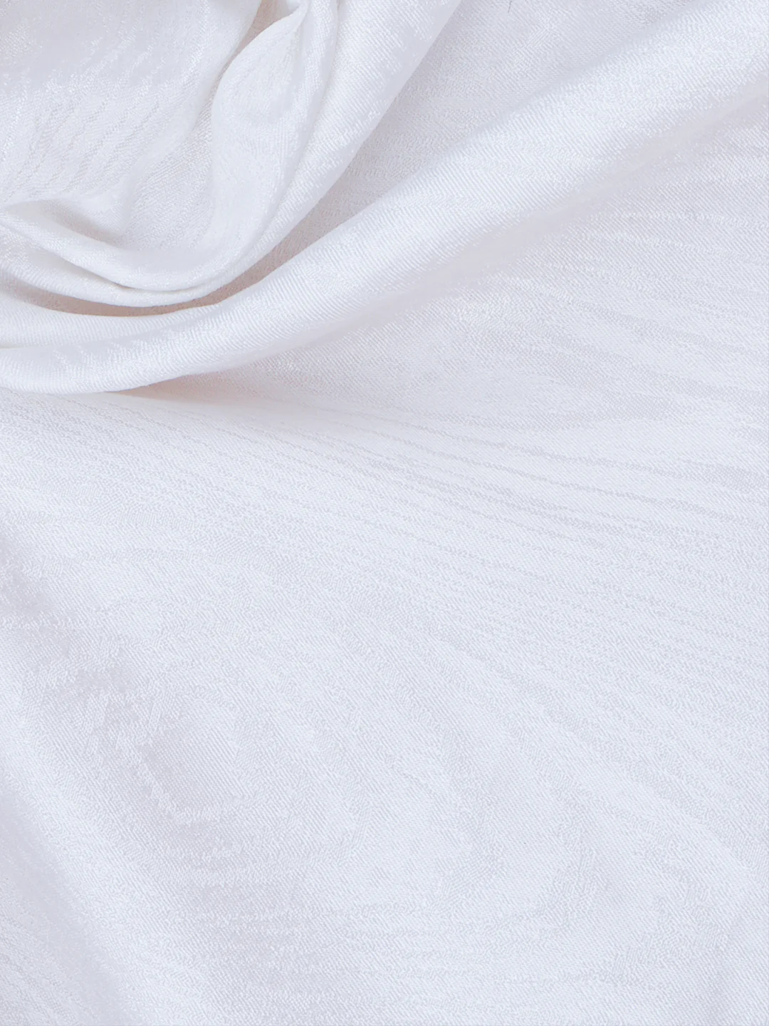 100% Pure Silk Wood Design Kurta Fabric White - Image 3