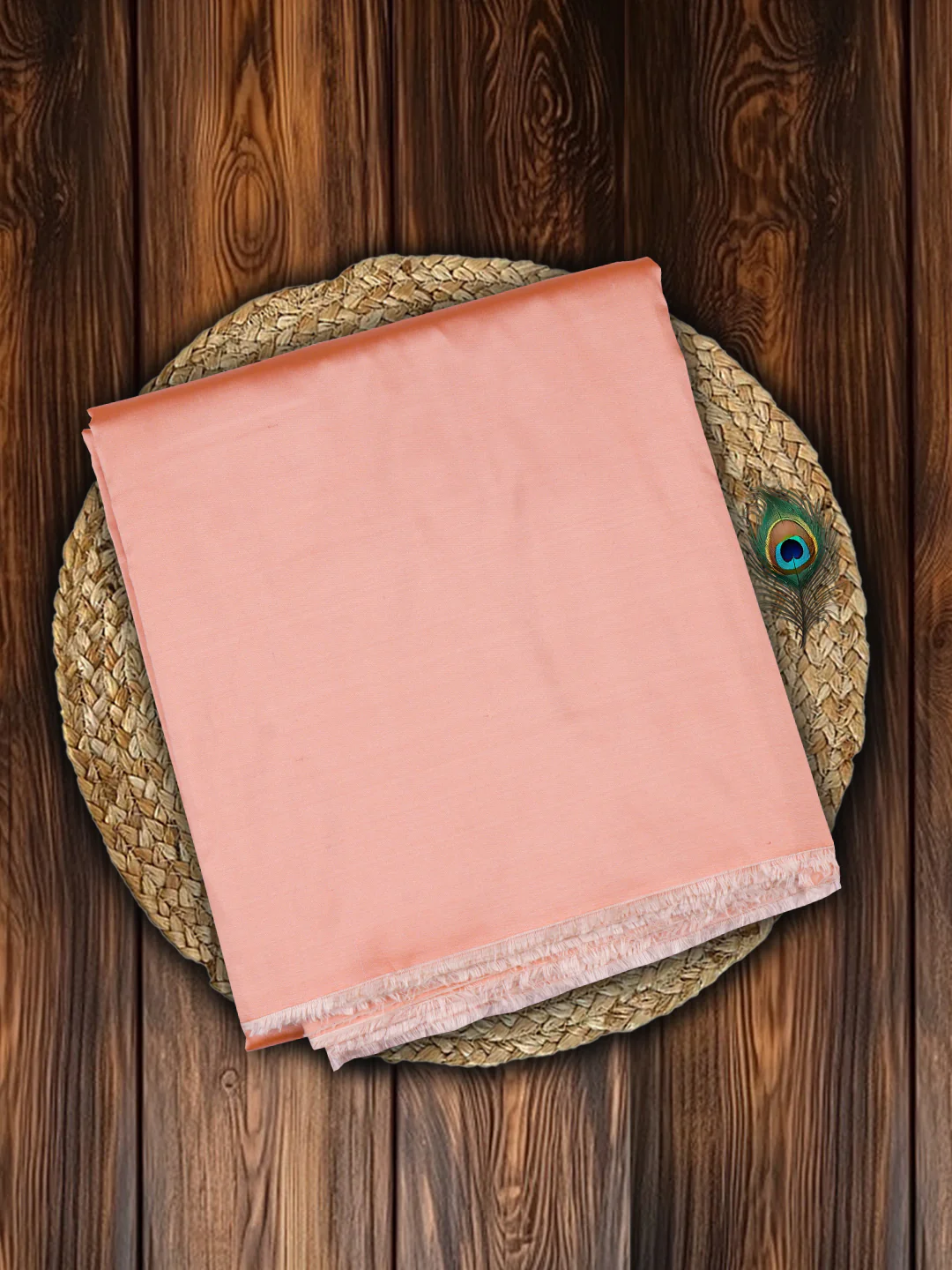 100% Silk Slubless Dupion Mens Shirting Fabric-Scallop Shell Colour - Image 2