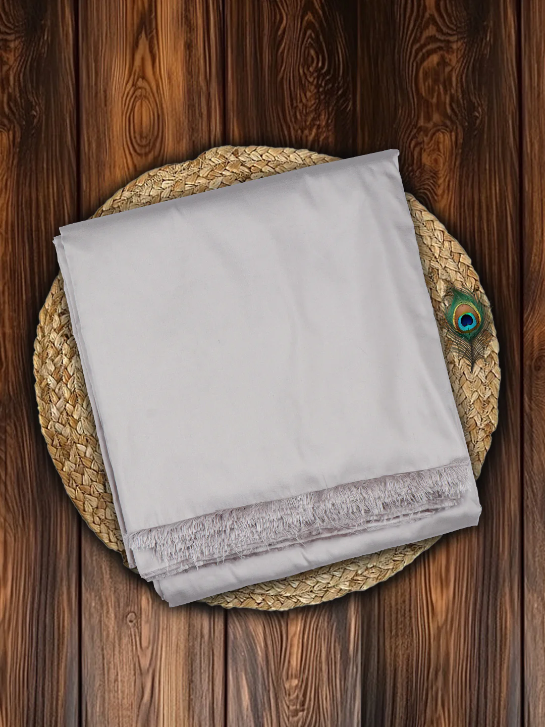100% Silk Slubless Dupion Mens Shirting Fabric-White Sand Colour - Image 2