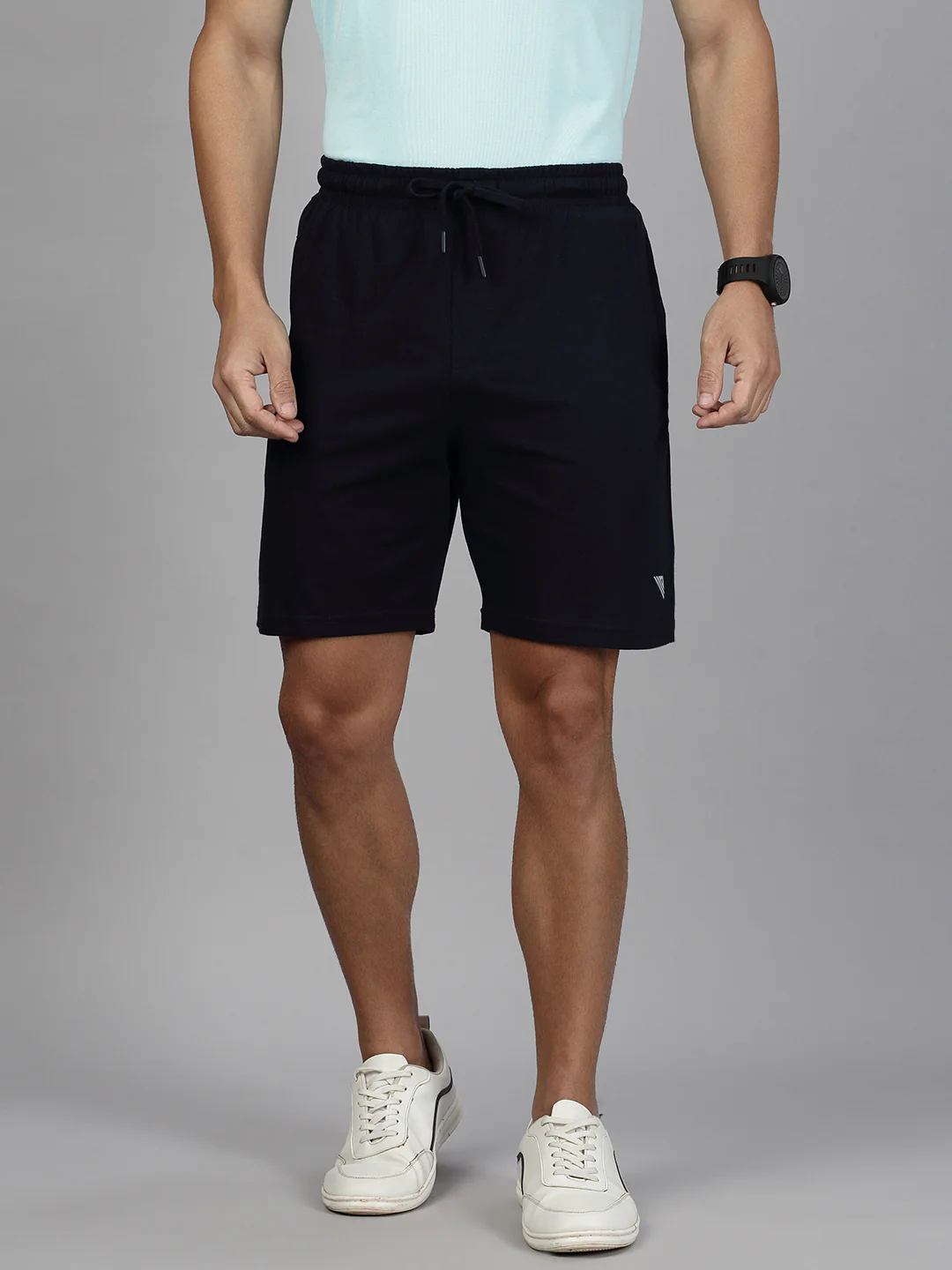 Aqua Blue Polo T-shirt with Black Shorts Combo - Image 3