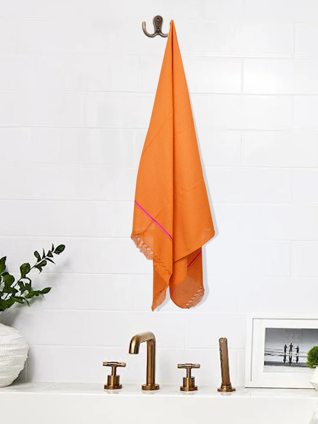 Assorted Border Devotional Towel Kaavi Hariharan (Pack of 2) - Image 3