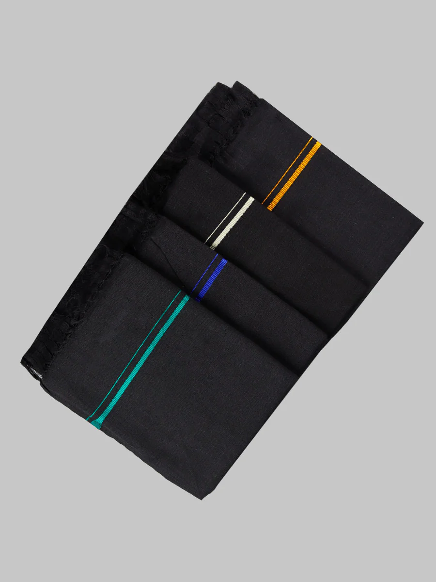 Assorted Border Hariharan Black Towel (Pack of 2) - Image 2