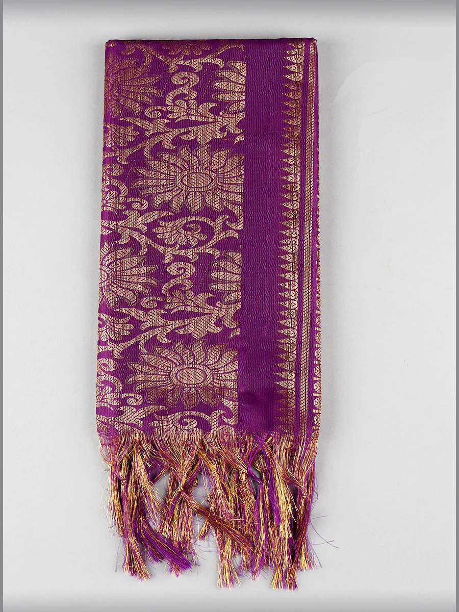 Assorted Colour Jari Shawl/Ponnadai 09 - Image 3