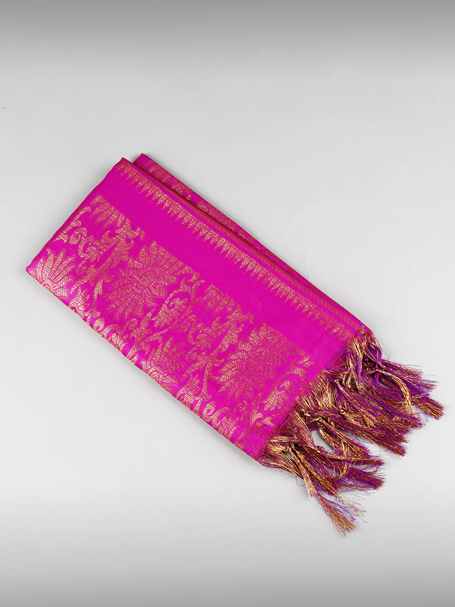 Assorted Colour Jari Shawl/Ponnadai 09 - Image 5