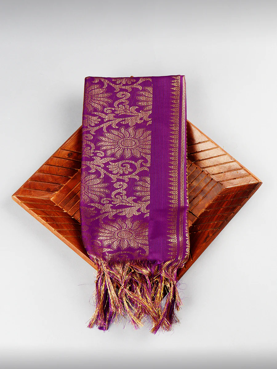 Assorted Colour Jari Shawl/Ponnadai 09 - Image 7