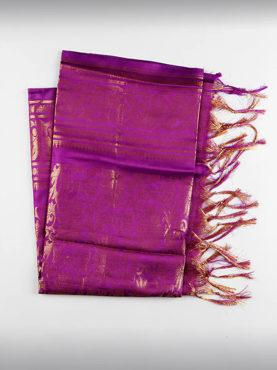 Assorted Colour Jari Shawl/Ponnadai 09 - Image 8
