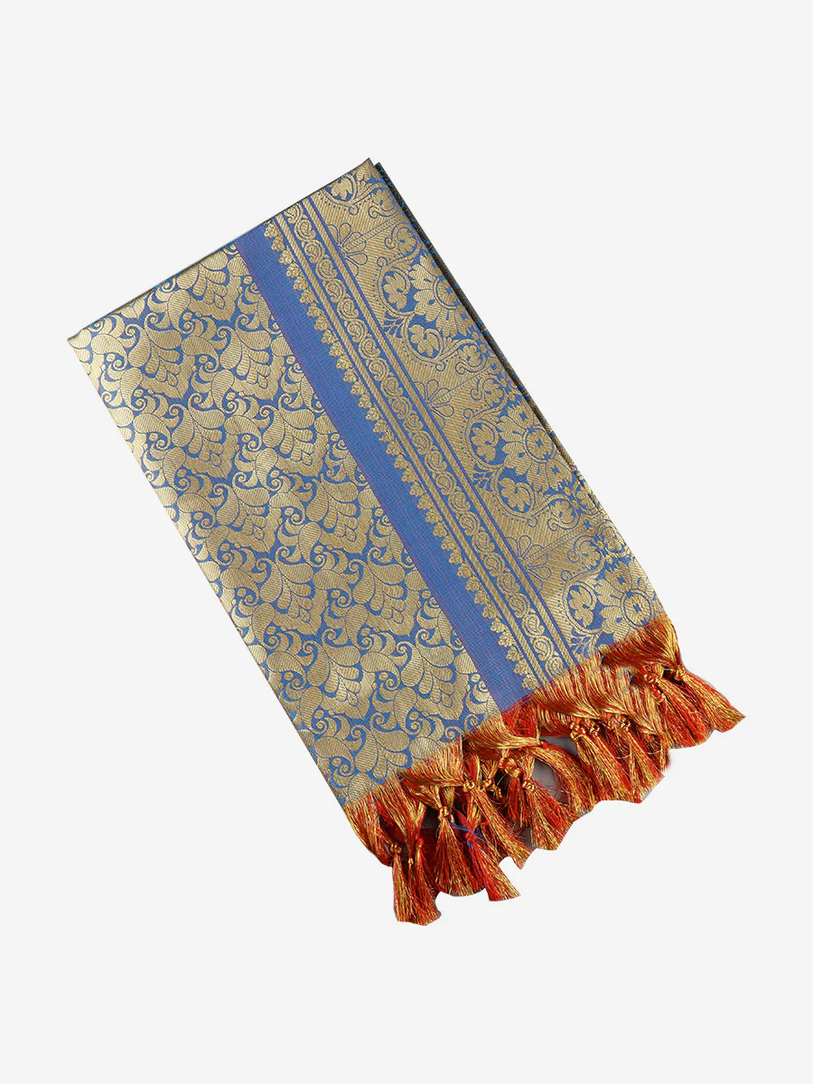 Assorted Colour Jari Shawl/Ponnadai 209 - Image 4