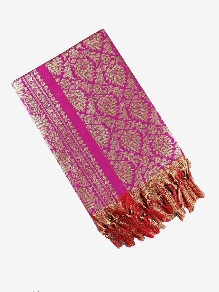 Assorted Colour Jari Shawl/Ponnadai 209 - Image 6