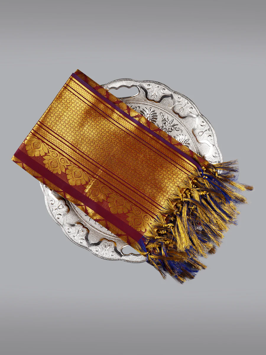 Assorted Colour Jari Shawl/Ponnadai 510 - Image 2