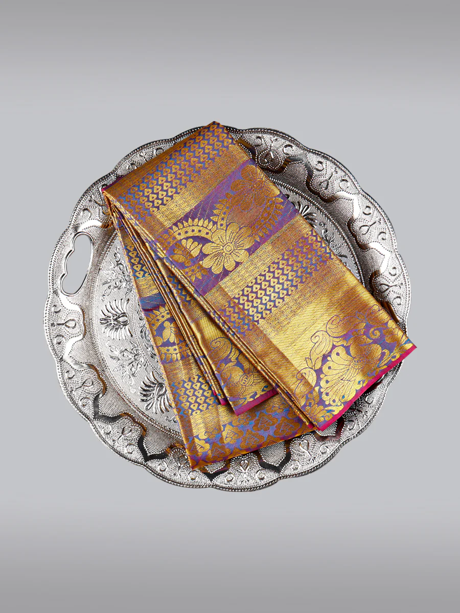 Assorted Colour Jari Shawl/Ponnadai 515 - Image 4