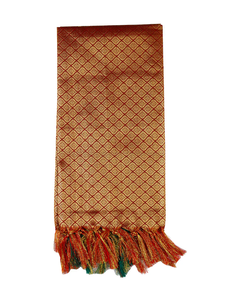 Assorted Colour Multi Colour Jari Shawl/Ponnadai 505 - Image 2