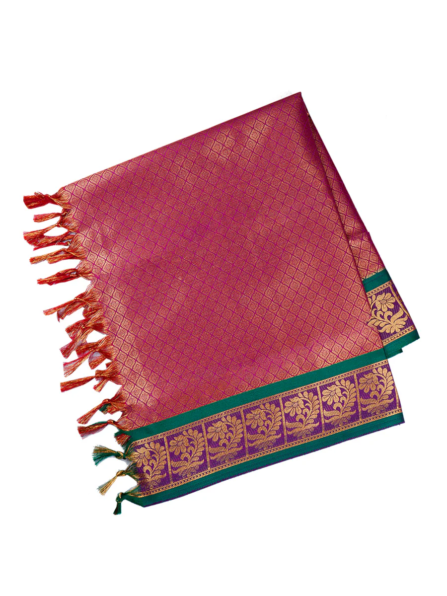 Assorted Colour Multi Colour Jari Shawl/Ponnadai 505 - Image 5
