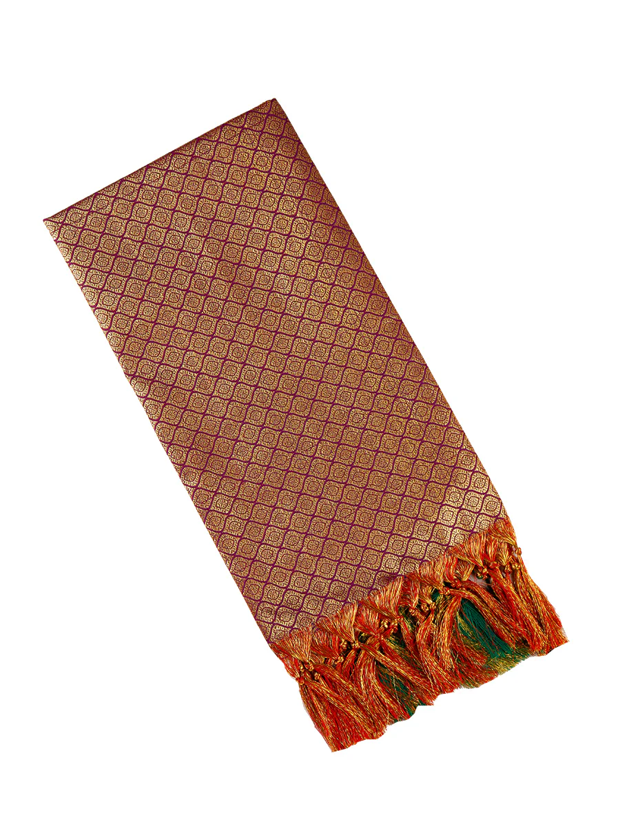 Assorted Colour Multi Colour Jari Shawl/Ponnadai 505 - Image 6
