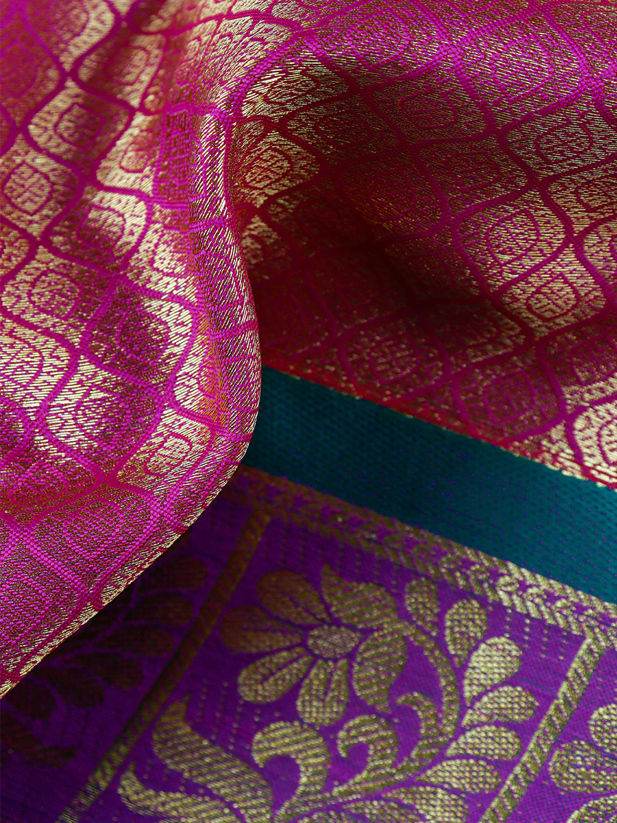 Assorted Colour Multi Colour Jari Shawl/Ponnadai 505 - Image 7