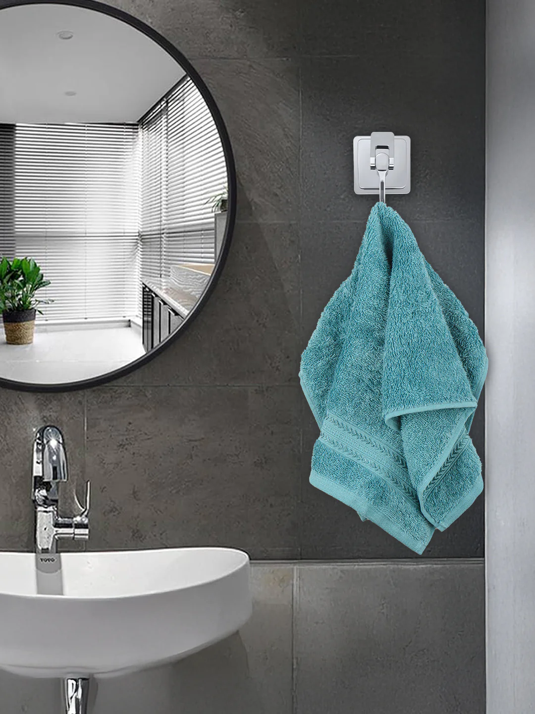 Bamboo Cotton Terry Hand Towel Blue HC7 (Pack of 2) - Image 3