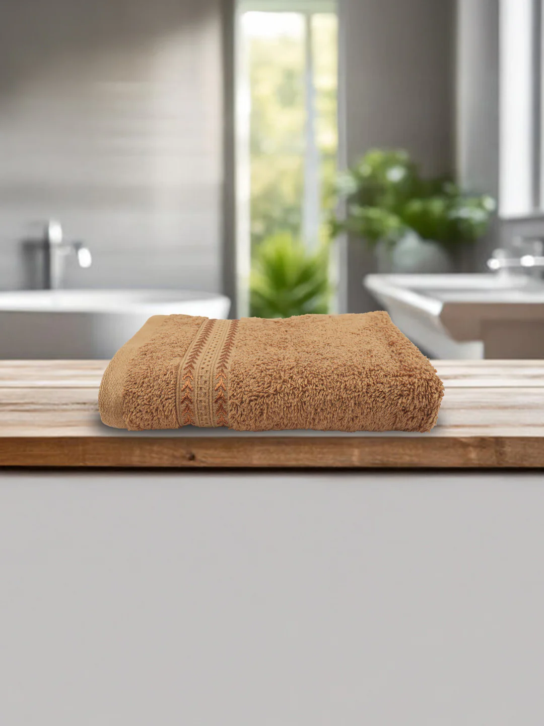 Bamboo Cotton Terry Hand Towel Brown HC8 (Pack of 2) - Image 2
