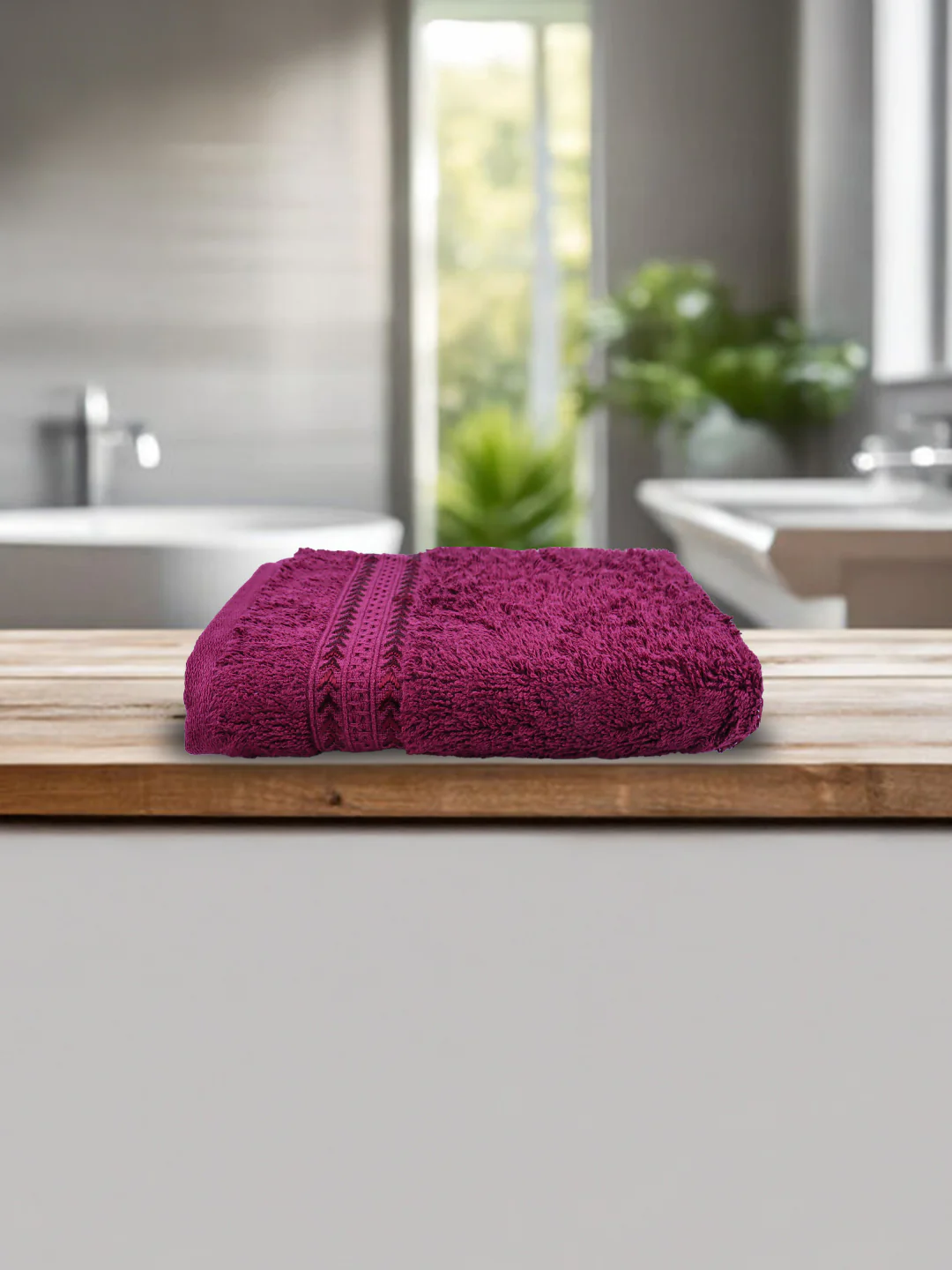 Bamboo Cotton Terry Hand Towel Purple HC5 (Pack of 2) - Image 2