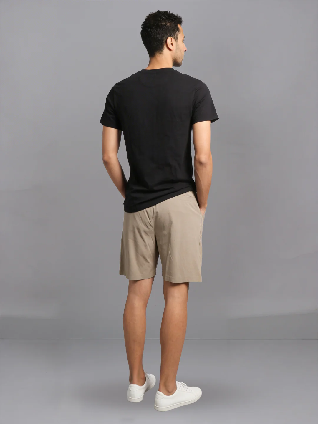 Black Crew neck T-Shirt with Beige Shorts Combo ES6 - Image 4