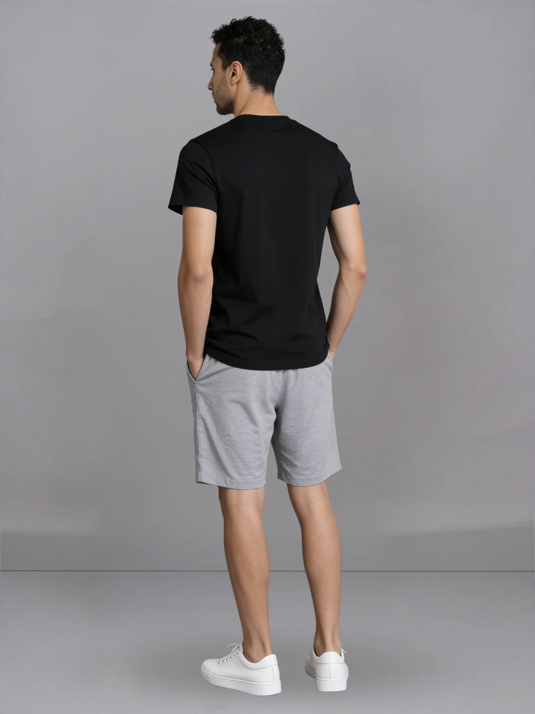 Black Crew neck T-Shirt with Grey Shorts Combo ES3 - Image 3