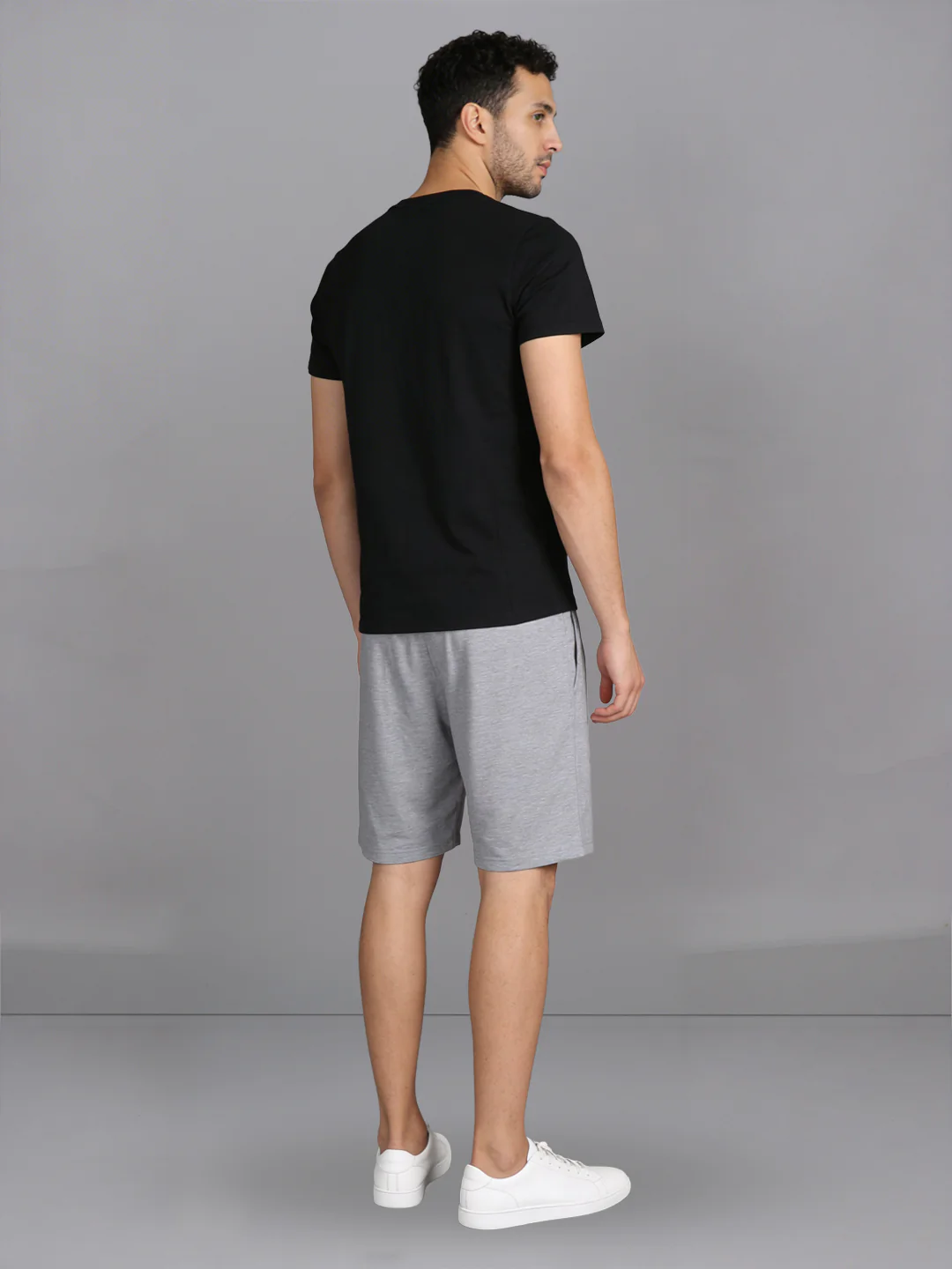 Black Crew neck T-Shirt with Grey Shorts Combo ES3 - Image 4