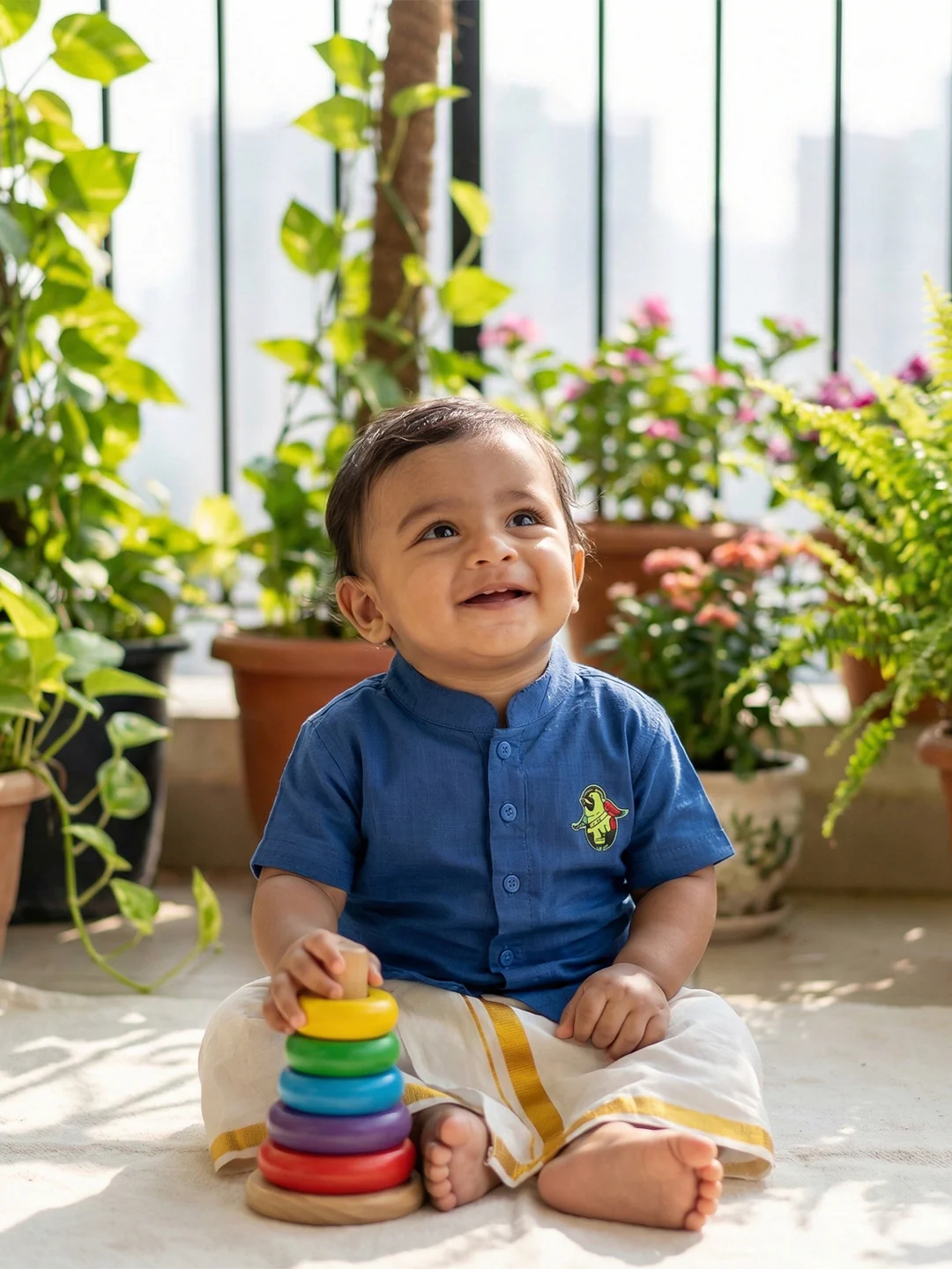 Born Baby Traditional Shirt with Dhoti and Panchakacham Set - Image 2