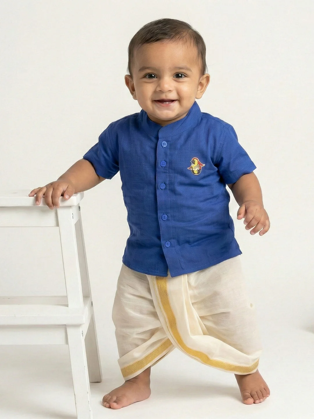 Born Baby Traditional Shirt with Dhoti and Panchakacham Set - Image 5