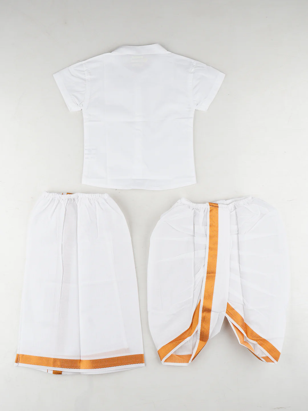 Born Baby Traditional Shirt with Dhoti and Panchakacham Set White - Image 2