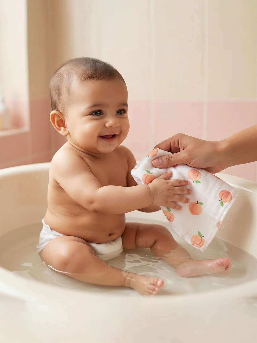 Born Baby Wash Cloth for Face & Body (Pack of 3)  Soft, Absorbent Cotton | 0.35m x 0.35m - Image 4