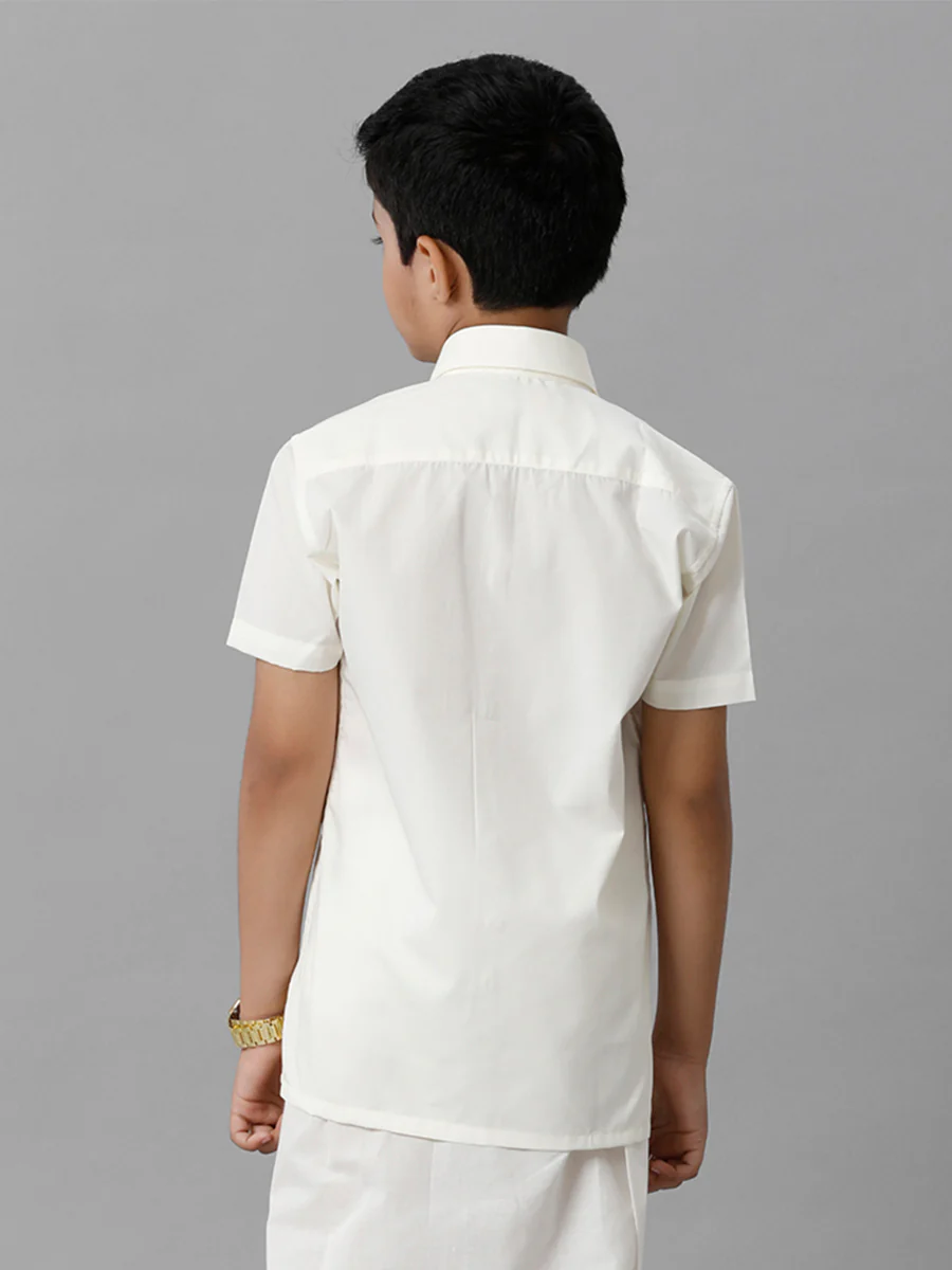 Boy Cream Half Sleeves Shirt - Image 3