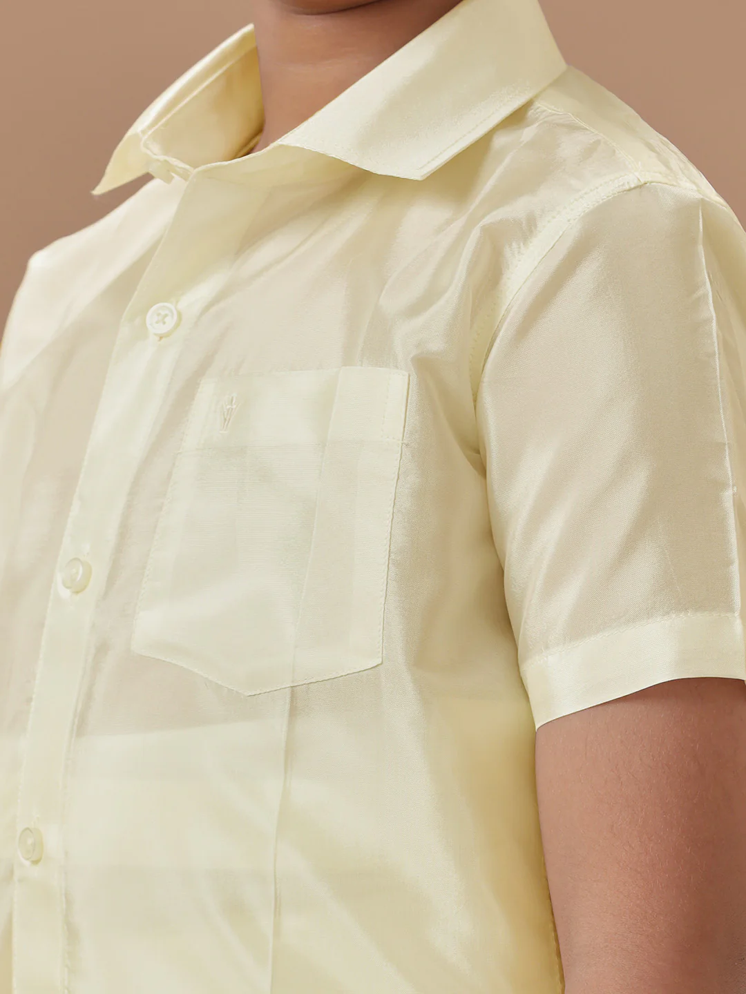 Boys Art silk Shirt & Dhoti Set Butterscotch - Image 5