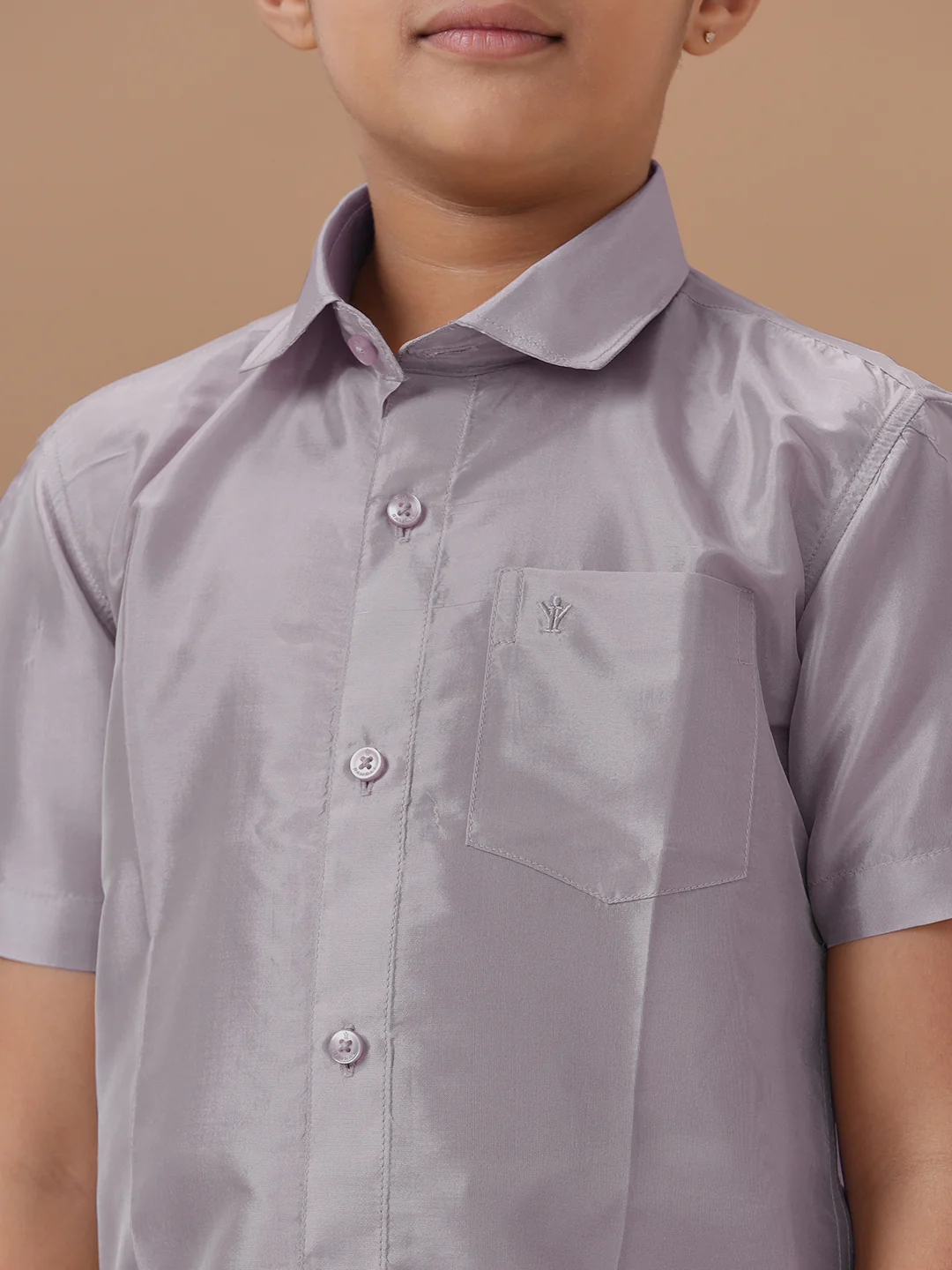 Boys Art silk Shirt & Dhoti Set Violet - Image 3
