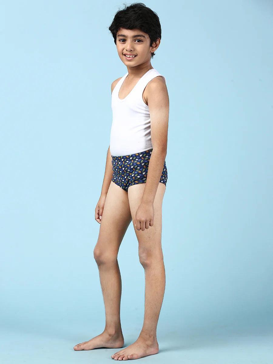 Boys Combed Cotton Assorted Colour Print Briefs (Pack of 5) - Image 4