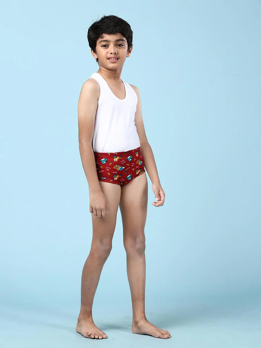 Boys Combed Cotton Assorted Colour Print Briefs (Pack of 5) - Image 5