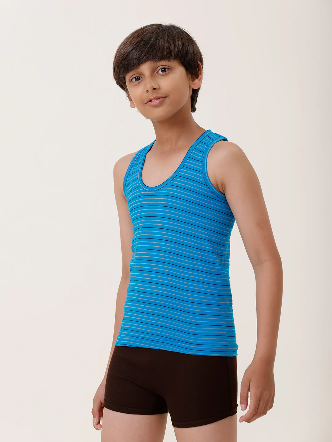 Boys Combed Cotton Assorted Colour Striped Vest (Pack of 4) - Image 2