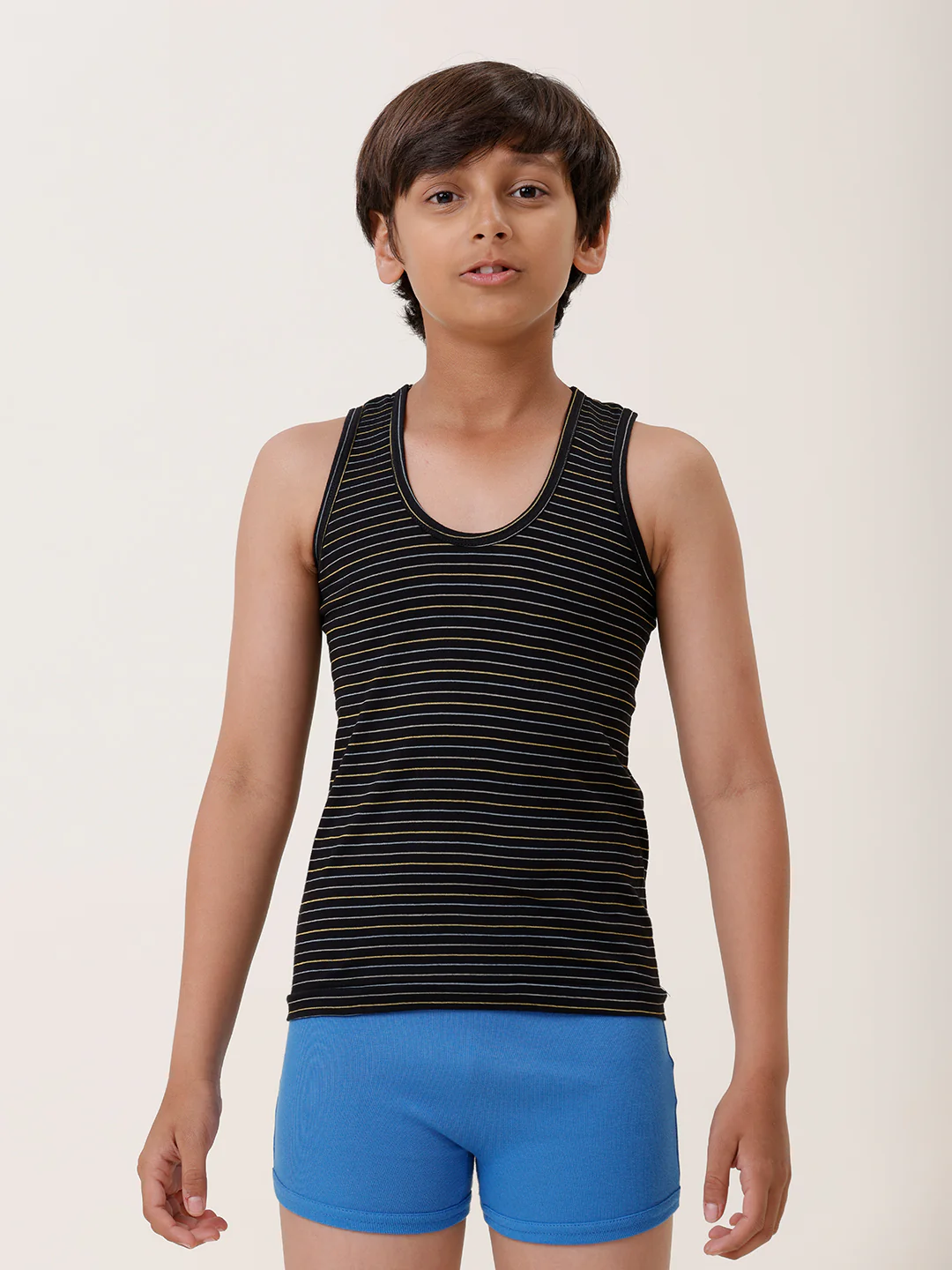 Boys Combed Cotton Assorted Colour Striped Vest (Pack of 4) - Image 3