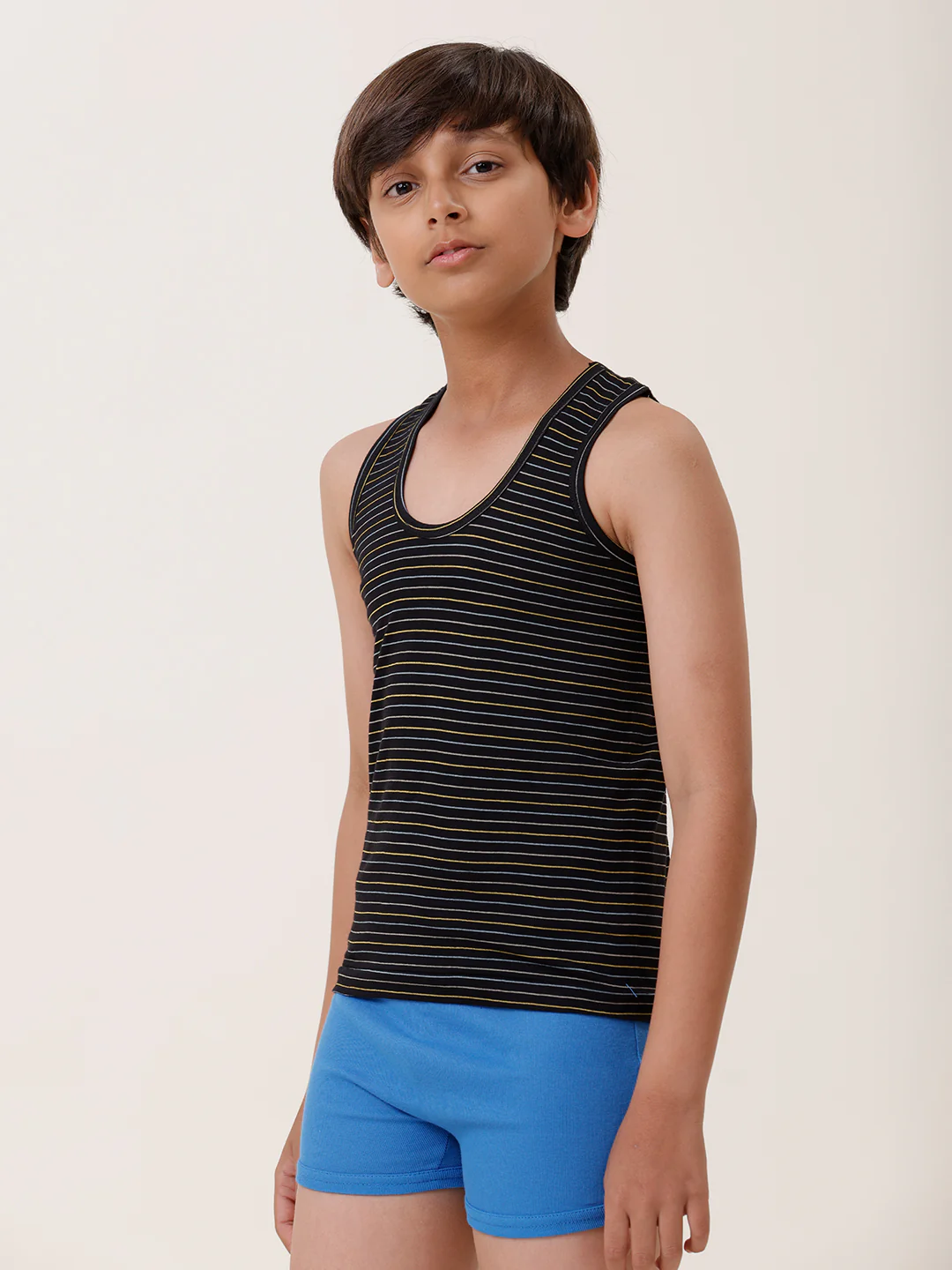 Boys Combed Cotton Assorted Colour Striped Vest (Pack of 4) - Image 5