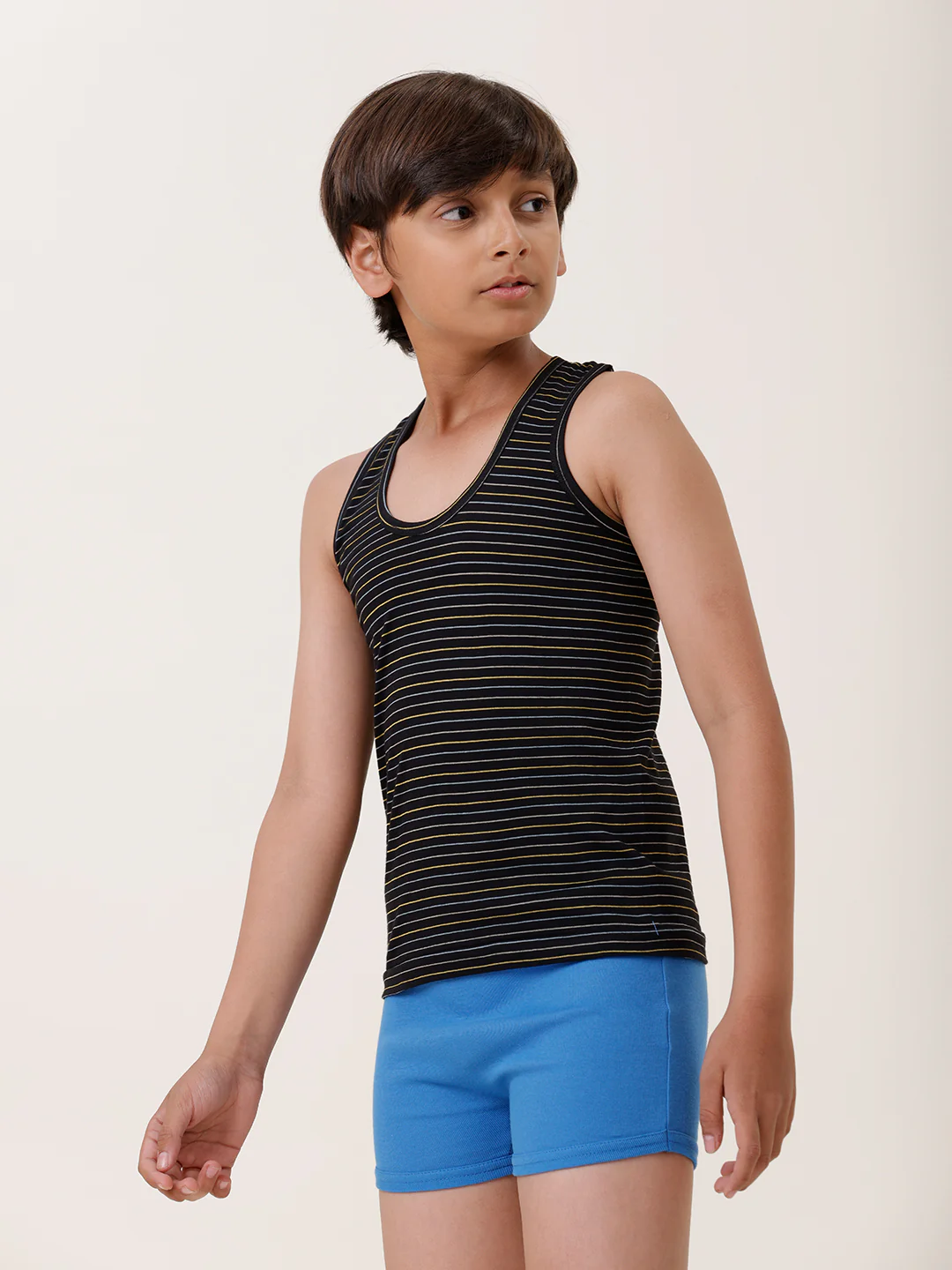 Boys Combed Cotton Assorted Colour Striped Vest (Pack of 4) - Image 8