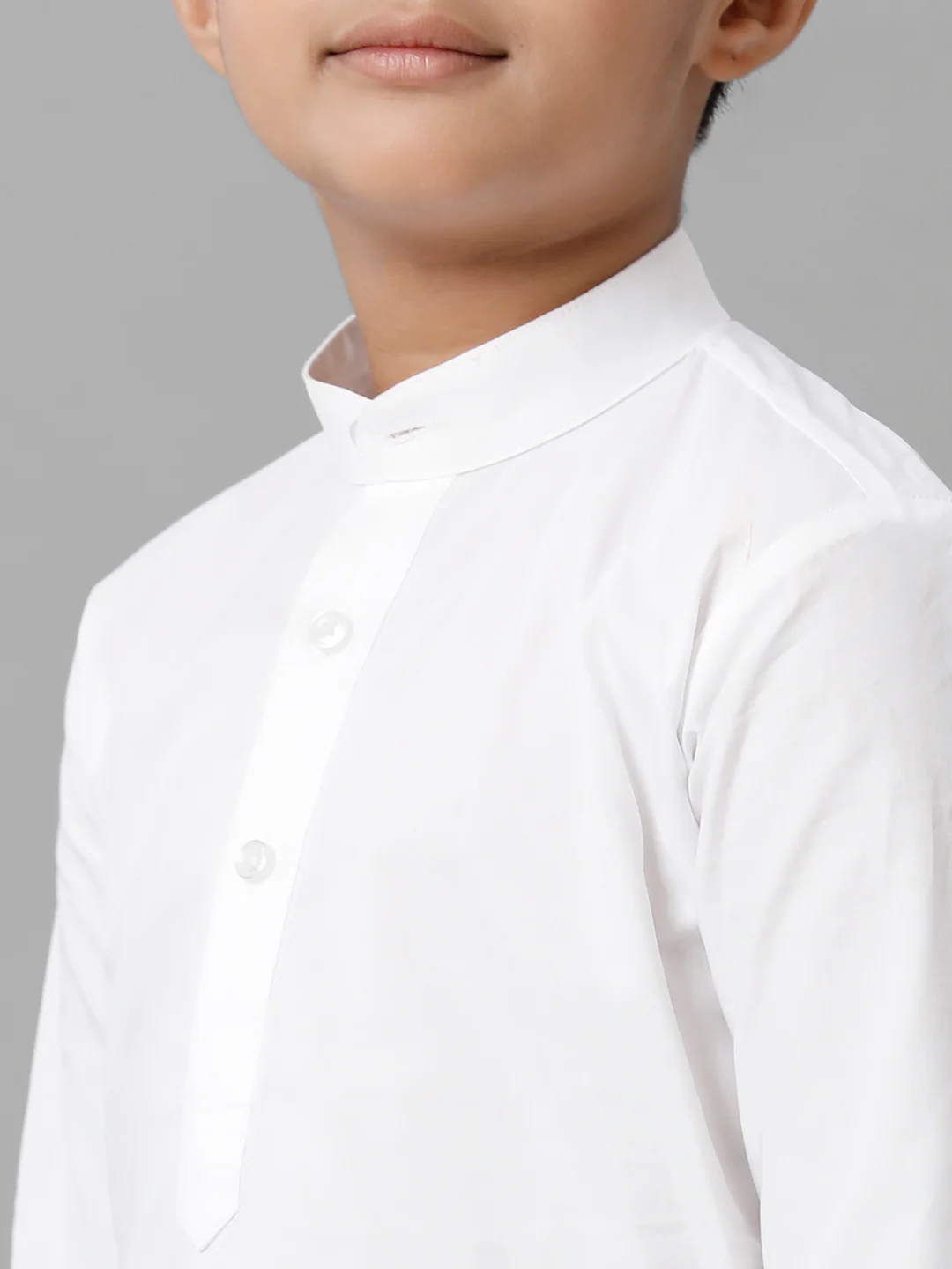 Boys Cotton Full Sleeves White Kurta - Image 3