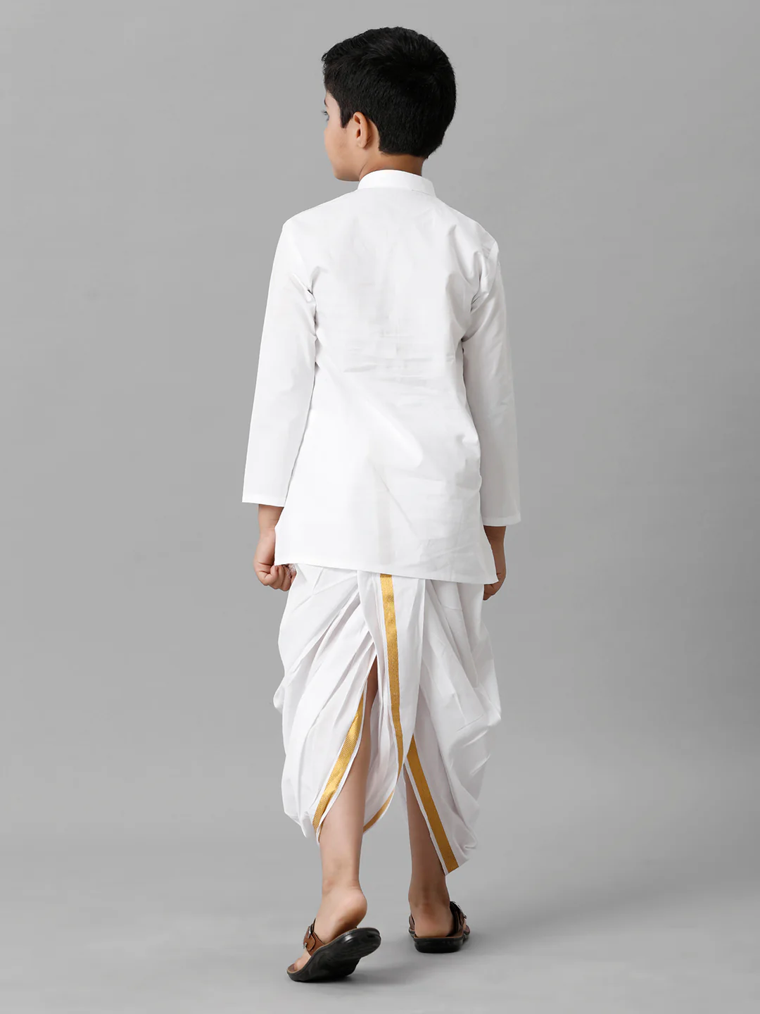 Boys Cotton Full Sleeves White Kurta - Image 4