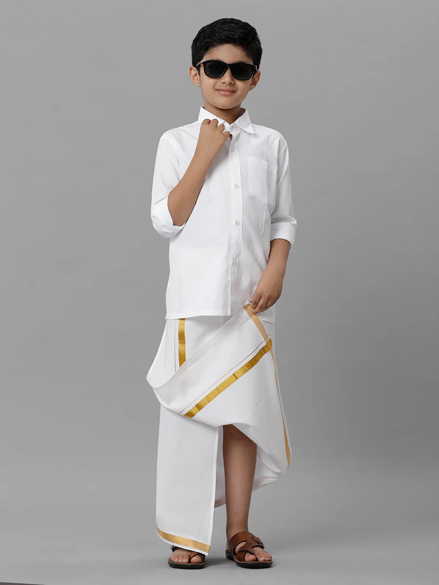 Boys Cotton Full Sleeves White Shirt - Image 6
