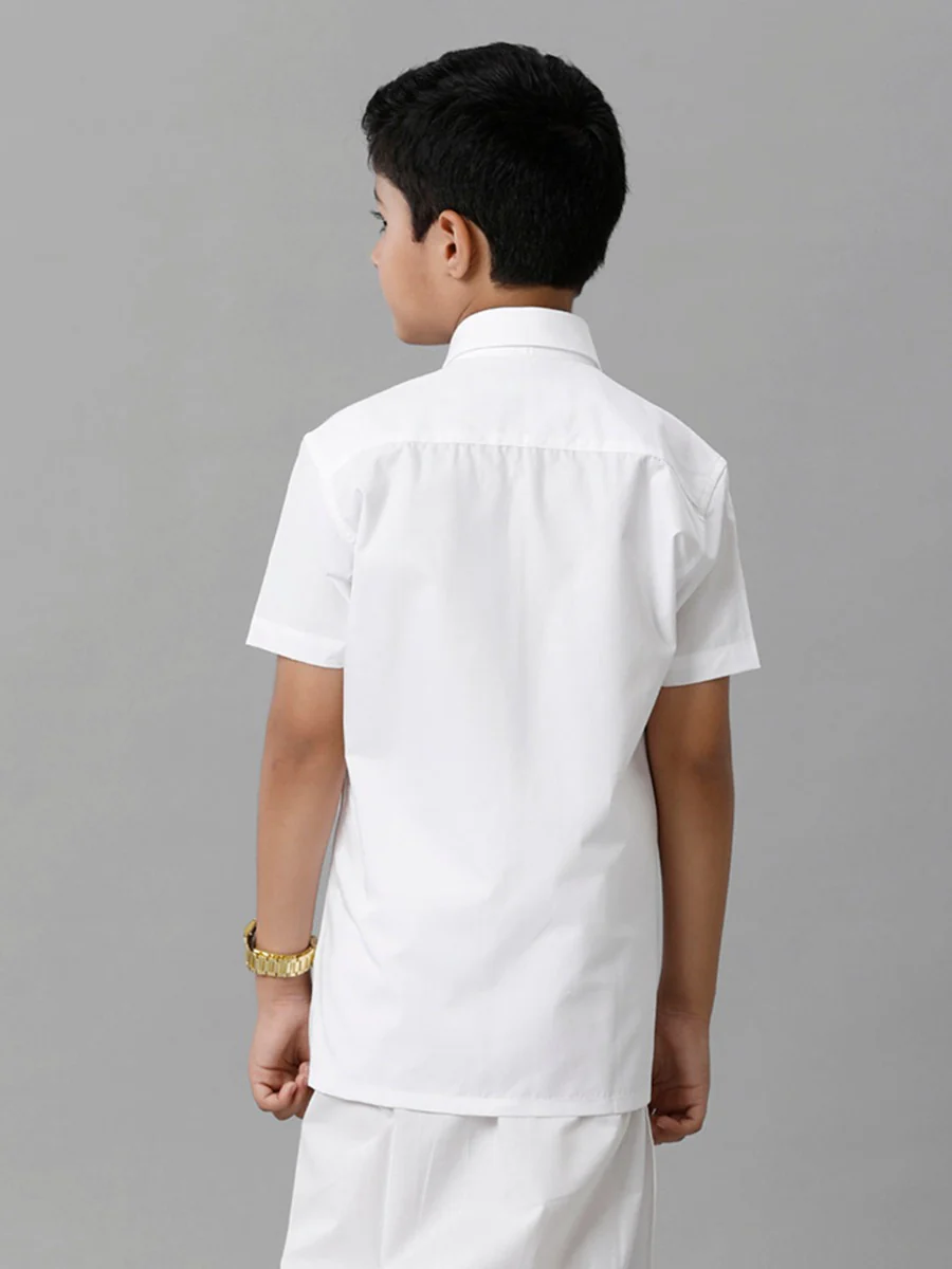 Boys Cotton Half Sleeves White Shirt - Image 4