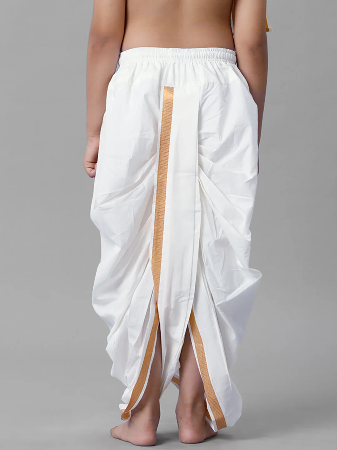 Boys Cotton White Elastic Panchakacham - Image 3