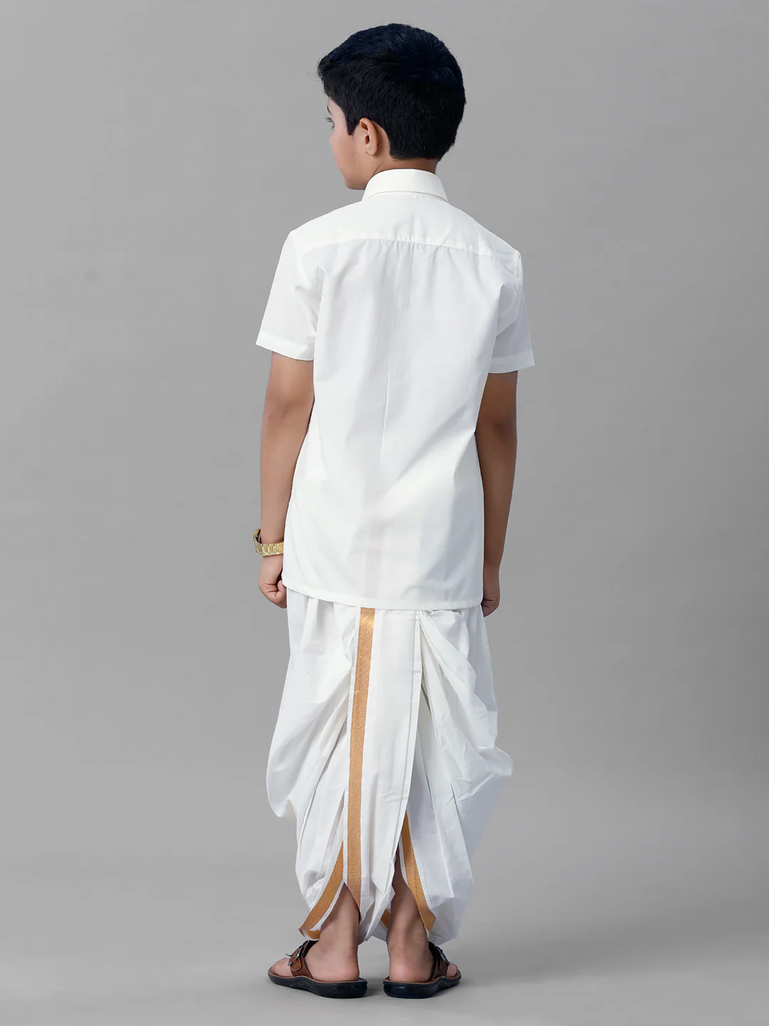 Boys Cotton White Half Sleeves Shirt Panchakacham Combo - Image 4