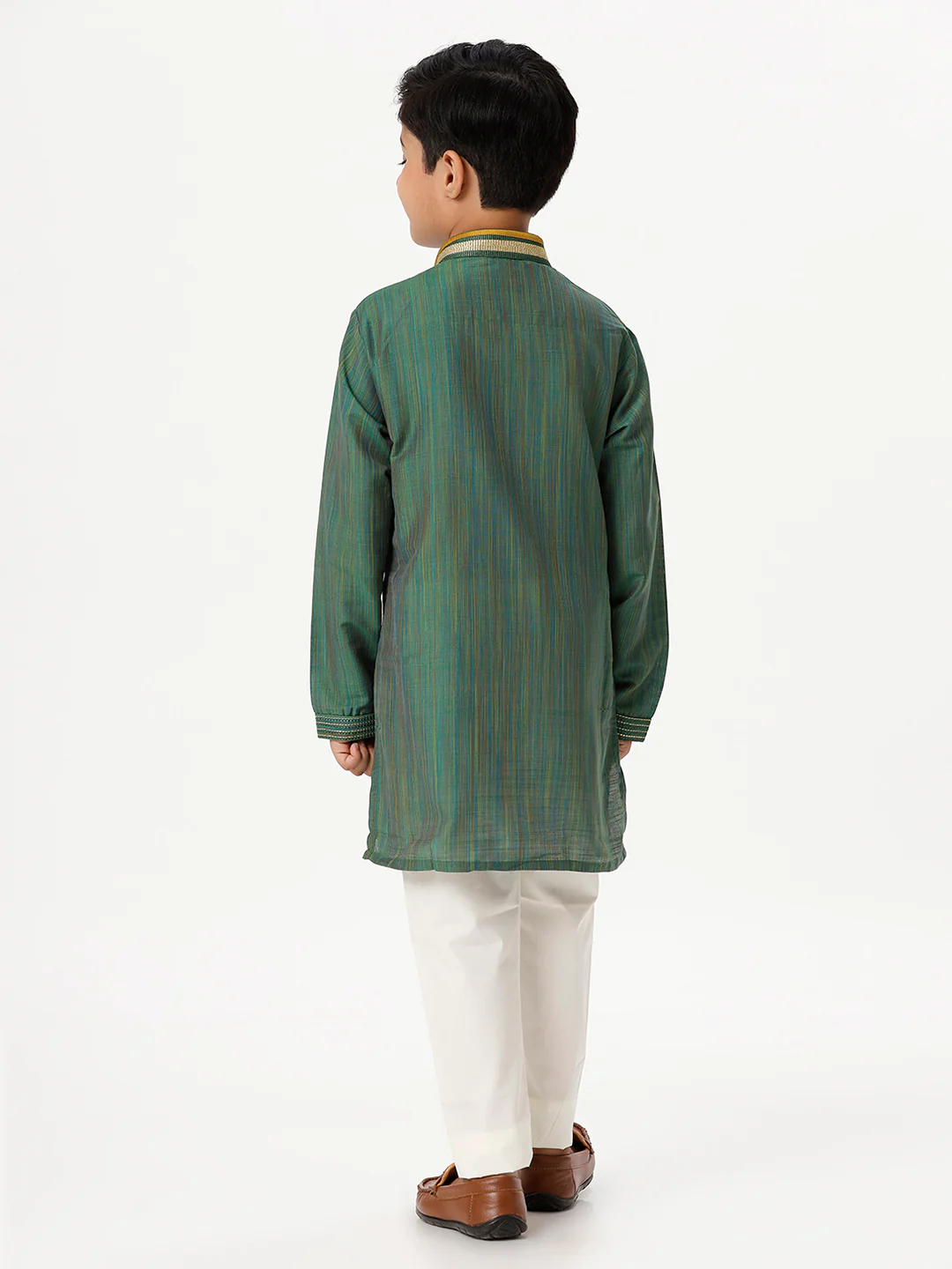 Boys Emerald Dark Green Kurta with Pyjama Pant Combo EMD7 - Image 4