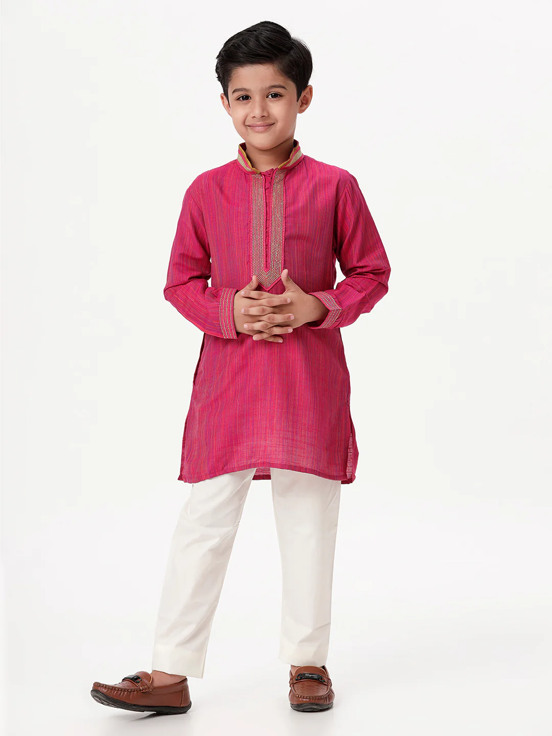Boys Emerald Dark Pink Kurta with Pyjama Pant Combo EMD1