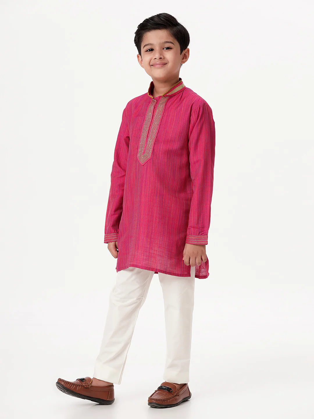 Boys Emerald Dark Pink Kurta with Pyjama Pant Combo EMD1 - Image 3
