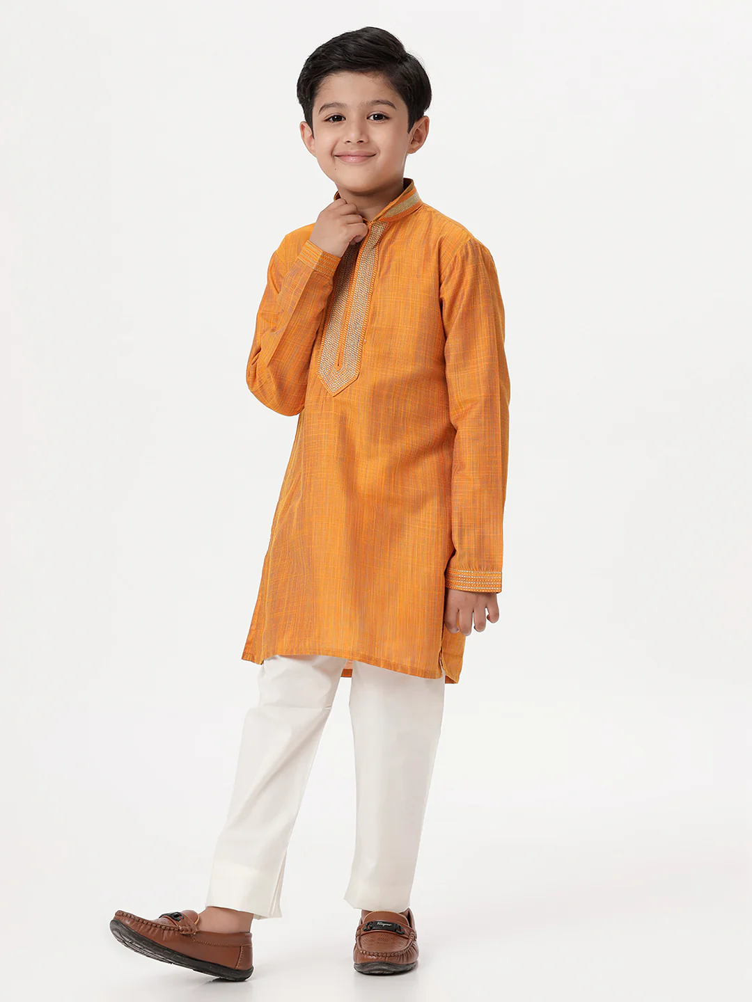 Boys Emerald Orange Kurta with Pyjama Pant Combo EMD3 - Image 3
