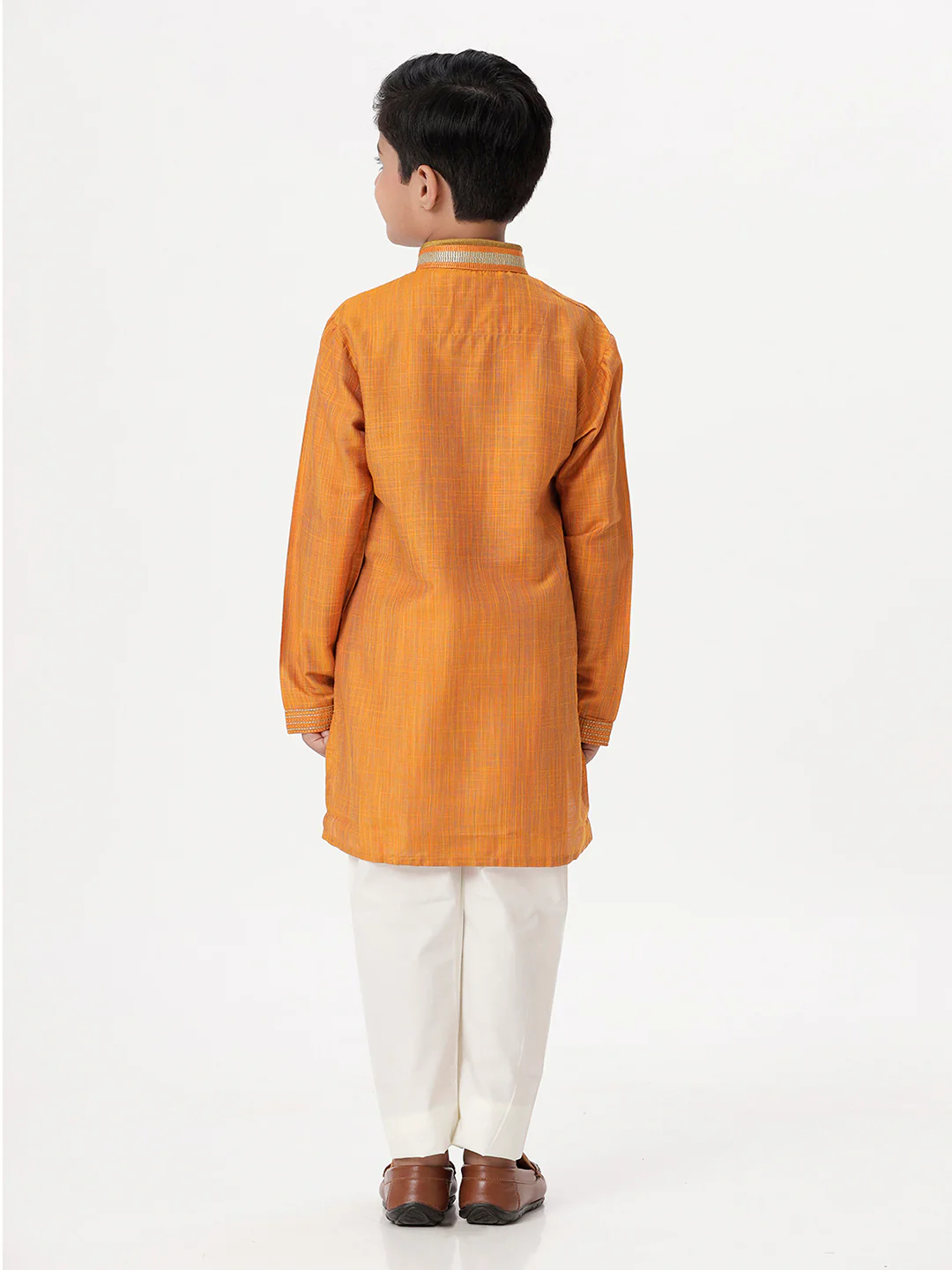 Boys Emerald Orange Kurta with Pyjama Pant Combo EMD3 - Image 4