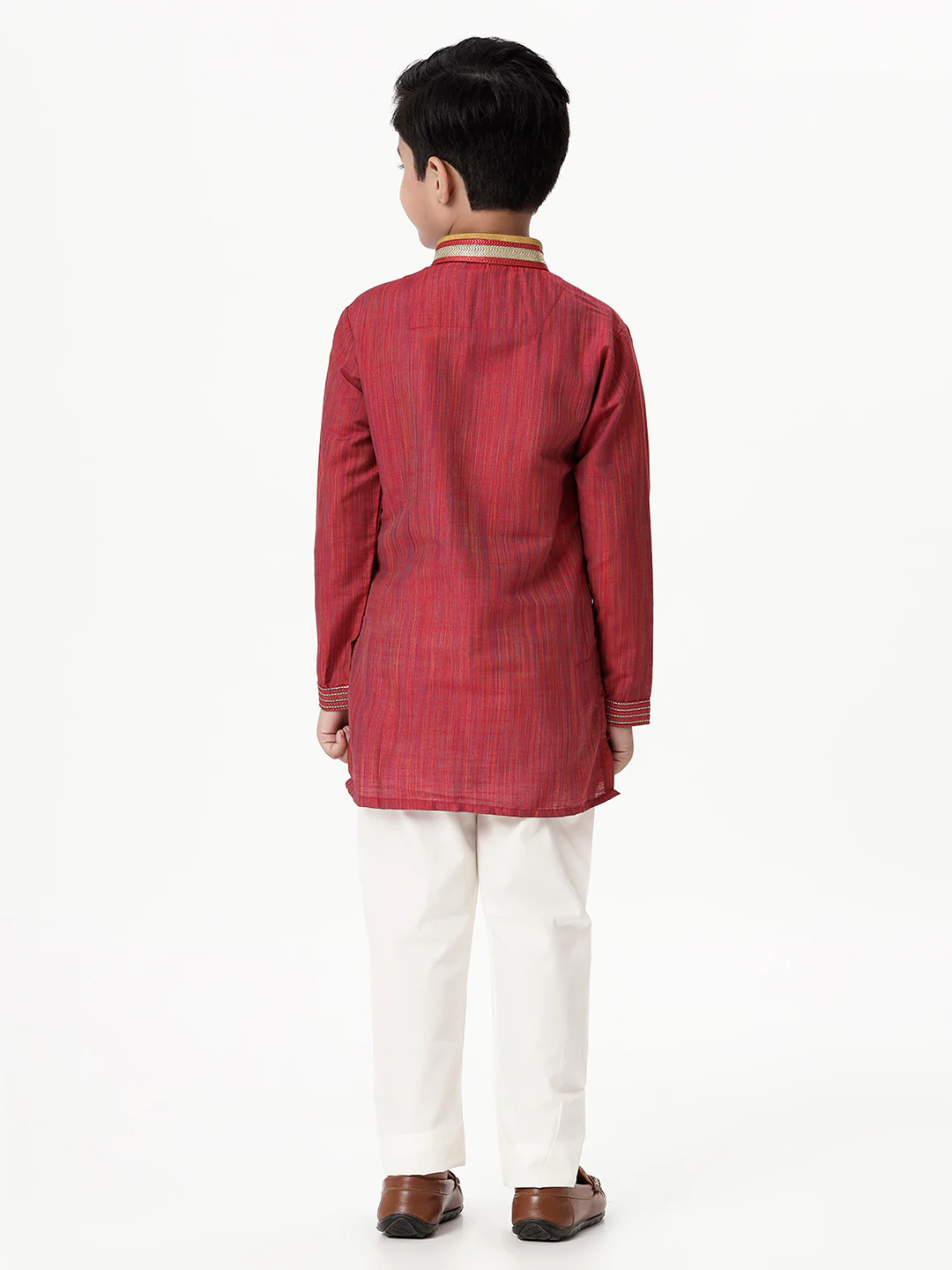Boys Emerald Red Kurta with Pyjama Pant Combo EMD4 - Image 4