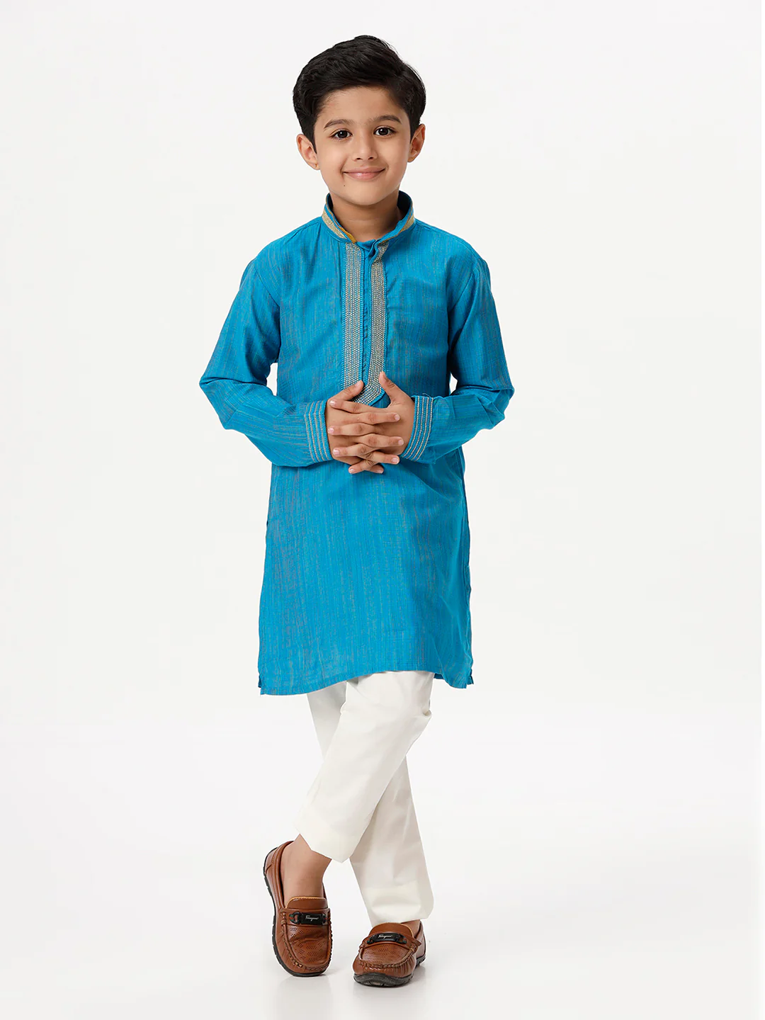 Boys Emerald Sky Blue Kurta with Pyjama Pant Combo EMD2 - Image 2